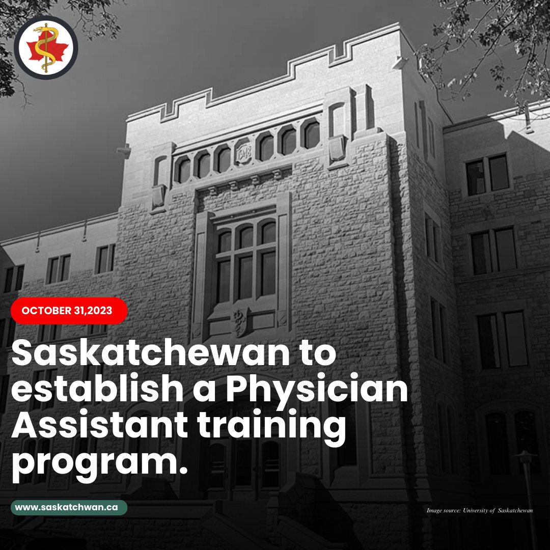 We thank <a href="/SKGov/">Government of Saskatchewan</a> for investing in a Masters PA training program with 20 seats at <a href="/usask/">U of Saskatchewan</a> to commence in 2025! We look forward to the positive impact that PAs will make on patient care.
Read full article here shorturl.at/cimGS