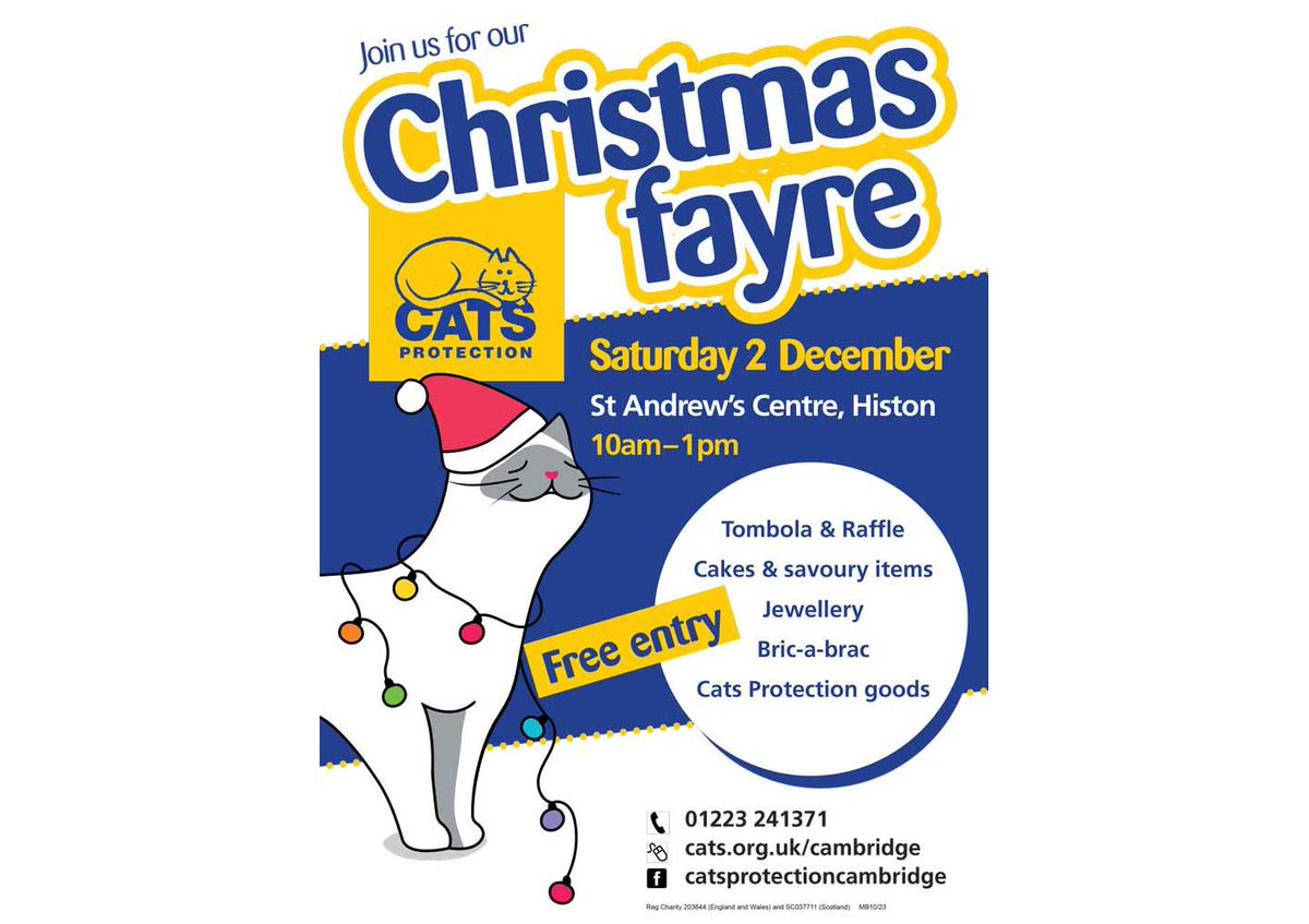 Save the date! Saturday 2nd December in Histon. cats.org.uk/cambridge#even…