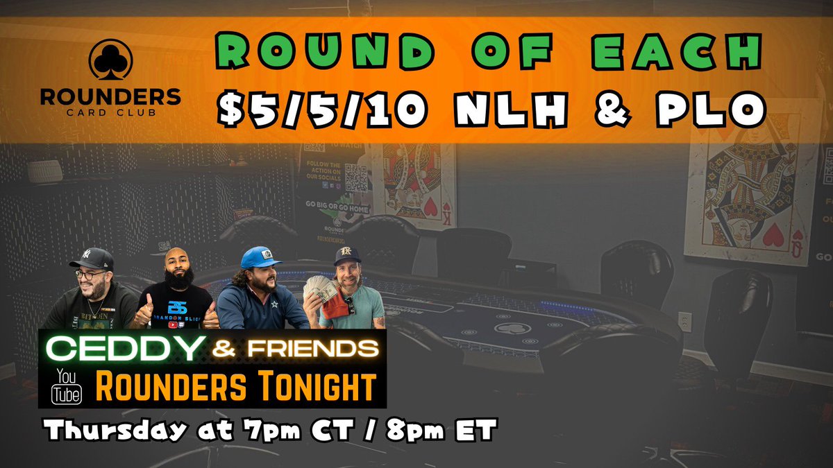 Every Thursday on YouTube <a href="/RoundersTonight/">Rounders Tonight!</a> #poker