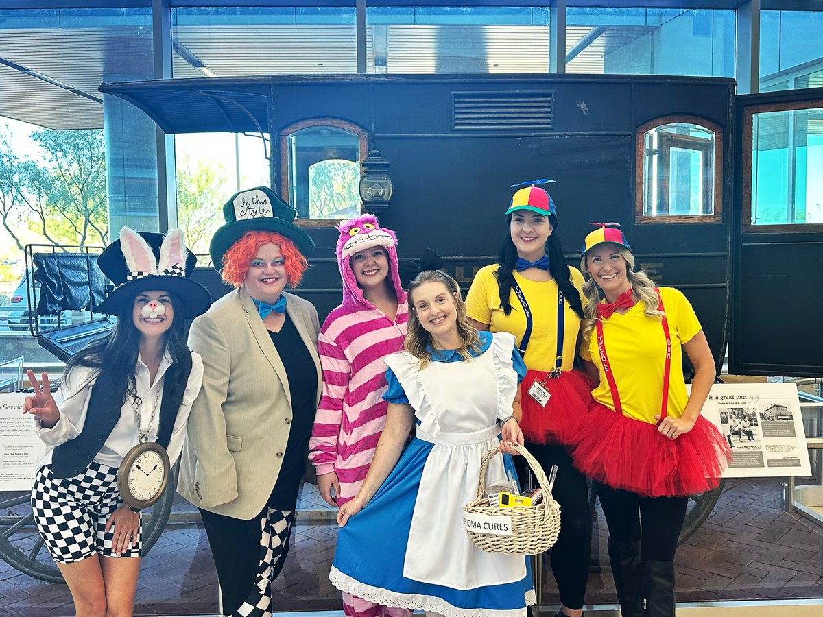 The AYA oncology team and friends nailed it this year….. “Alice in Lymphoma Land” and her basket of Lymphoma Cures as inspired by one of our patients 🧡🖤🧡🖤