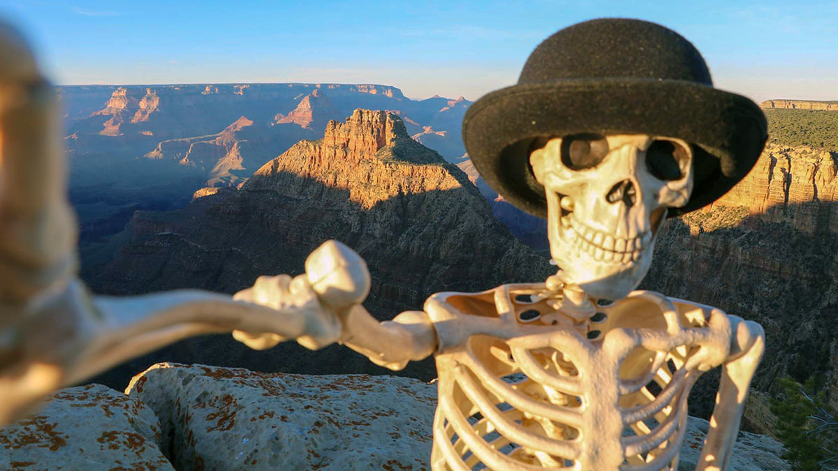 When taking selfies, I always keep a safe distance of at least six feet (2 m) from the edge of the canyon rim. Best to not back up without first looking where you are going. Wishing you a Safe and #HappyHalloween from Grand Canyon National Park! 📷R. Negele