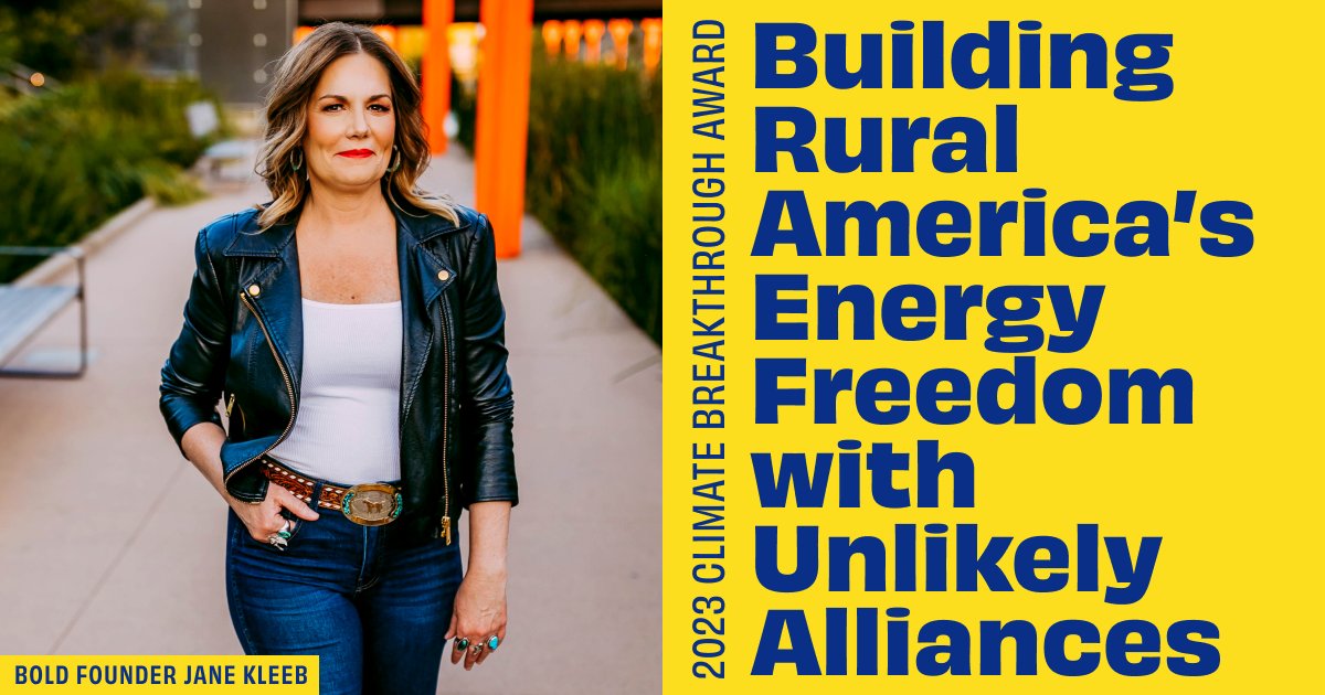 📰🚨I’m honored to receive the 2023 #ClimateBreakthroughAward! We have bold plans to organize unlikely alliances in building a new economic model for rural clean energy #LandJustice #EnergyFreedom #ClimateAction Read more: boldalliance.org/award + climatebreakthrough.org