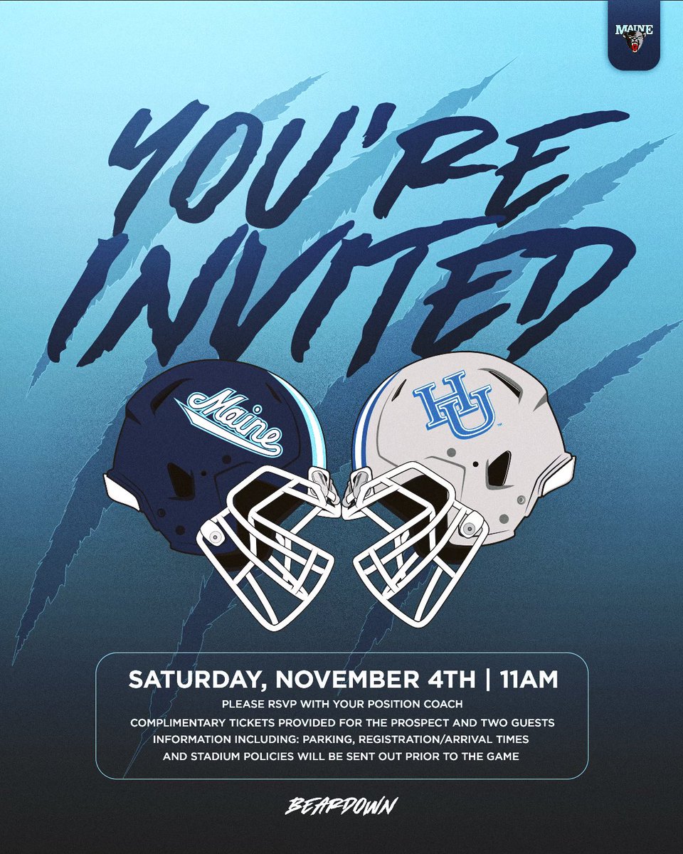 Can’t wait to be up at the University of Maine this weekend.
<a href="/CoachJGardner/">John Gardner</a> <a href="/Coach_DiMeo/">Umberto Di Meo</a> <a href="/CoachStevensFB/">Jordan Stevens</a>