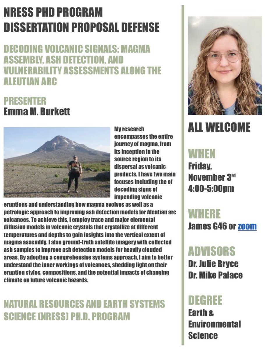 I’m defending my dissertation proposal this Friday at 4 PM EDT! 🌋If you’ve got nothing do to on a Friday afternoon and want to learn how I think about volcanoes, check it out on Zoom or in-person. 

Zoom registration: tinyurl.com/2w8fbebm