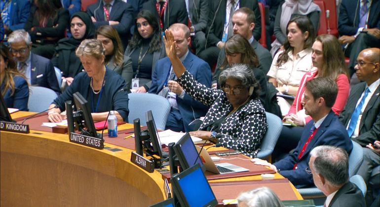 Here's Linda Thomas-Greenfield vetoing a UN Security Council resolution calling for a humanitarian pause in Gaza on Oct 18. Had she not done this, it would have passed.