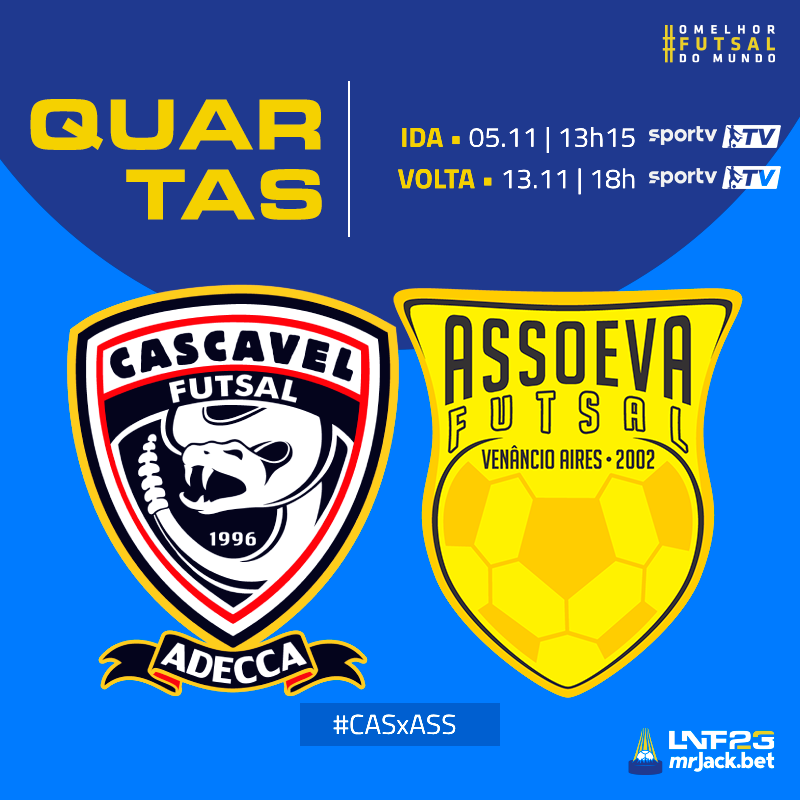 lnfontime's tweet photo. QUARTAS DE FINAL
Cascavel x Assoeva
#LNFmrJackbet2023 #Playoffs #omelhorfutsaldomundo #CASxASS https://t.co/Dds2Mv9z4g