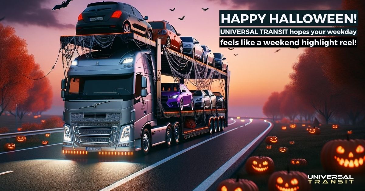 U_Transit's tweet photo. Greetings on this Spooktacular Halloween! Whether you're on a candy quest, diving for apple treasures, or conjuring memories with loved ones, UNIVERSAL TRANSIT wishes you a ghoulishly delightful day! 🎃👻🚌
#TrickOrShipCar with #UniversalTransit #Halloween #HappyHalloween https://t.co/Kn1SsNZp13