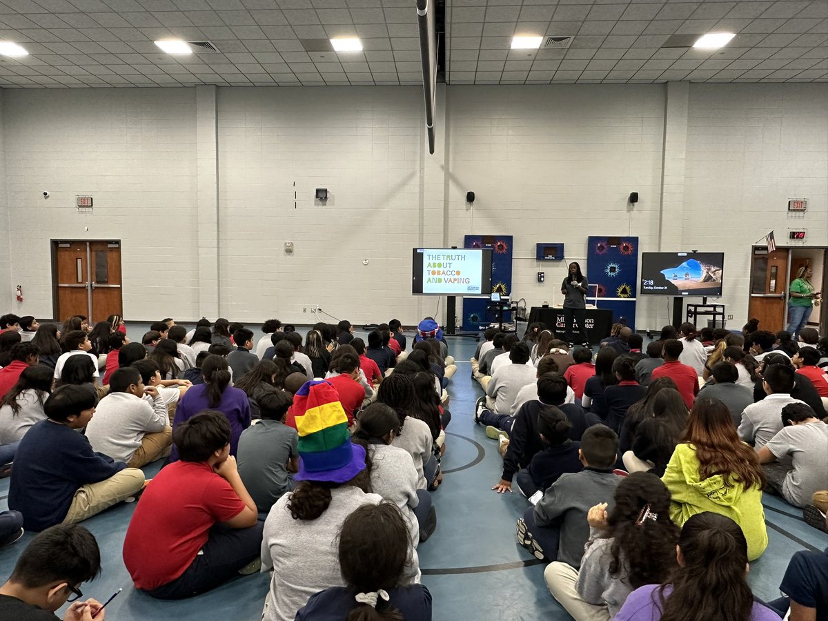 Thank you @MDAndersonNews and Andrea Murray for an informative presentation about The Truth About Tobacco and Vaping: What Preteens and Teens Should Know. Our @mataeagles ENJOYED your presentation! @AliefCounseling @AliefPASS #RedRibbonWeek2023