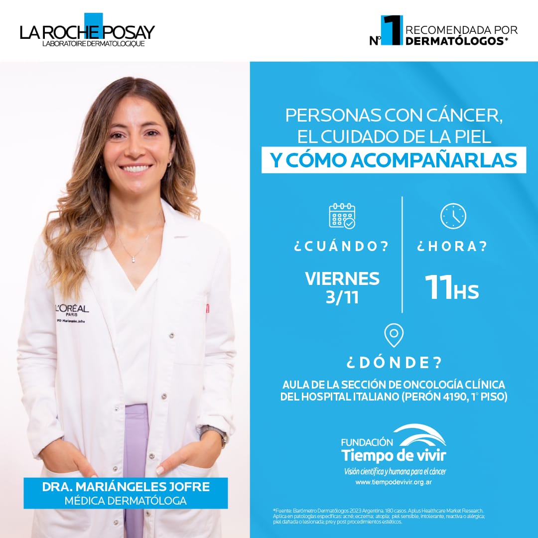 ftiempodevivir's tweet photo. 📣 PACIENTES Y ACOMPAÑANTES

CHARLA PARA PERSONAS CON CÁNCER, CUIDADOS DE LA PIEL Y CÓMO ACOMPAÑARLAS

🗓️Viernes 03/11
🕚 11:00 hs
🏥 Oncología Clínica 
Htal. Italiano (Perón 4190, 1 piso) 

Inscripciones
https://t.co/TItcYyyEMD

🎁 Habrá productos sorpresa para los asistentes 🤗 https://t.co/hGmCXE4eJK