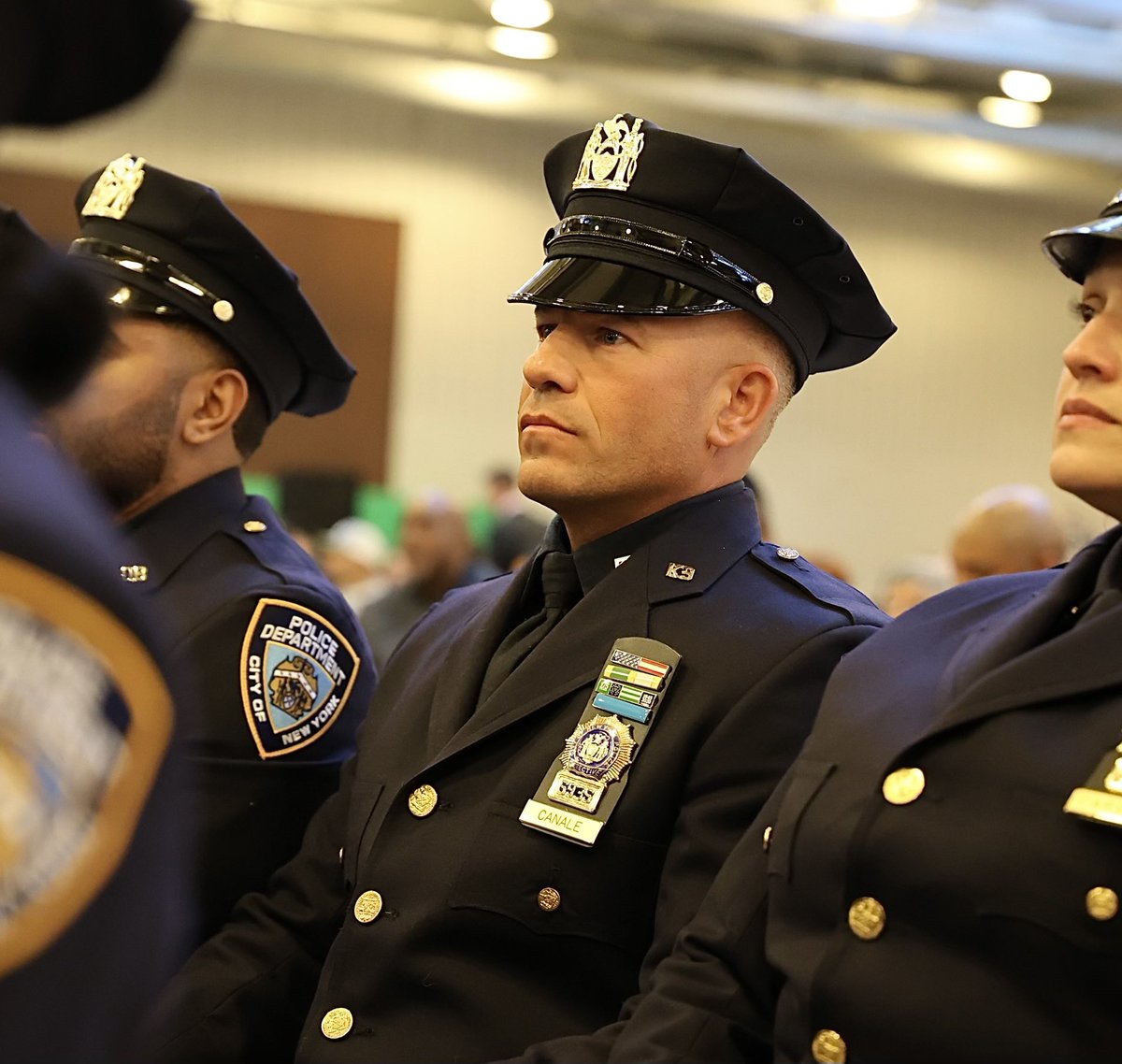 Amongst the members honored at today’s promotion ceremony are two Transit cops who have earned the distinction of wearing a canine patch on their left shoulder. Congrats to Sergeant Special Assignment Tabing and Detective Canale of the Transit canine team.