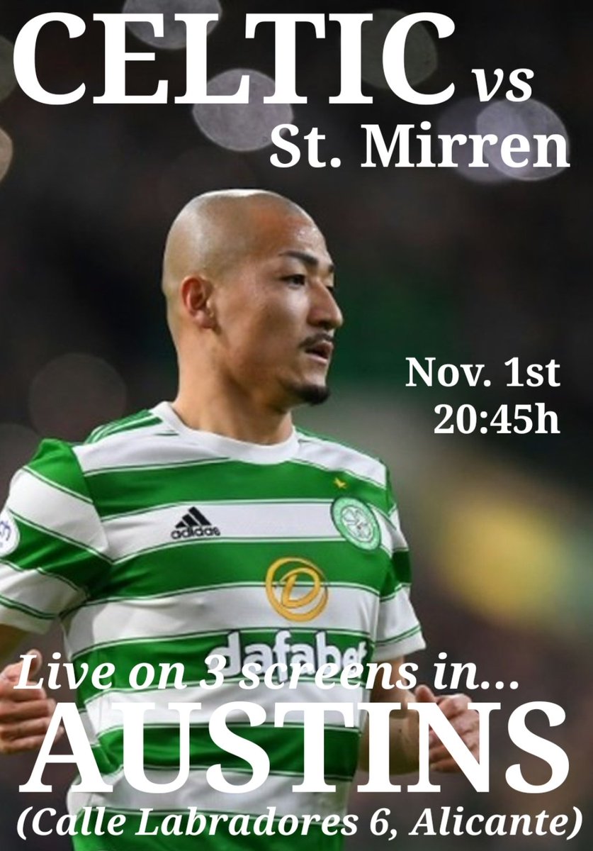 #CELSTM midweek #spfl action for the #Bhoys at home. Join us in Austin's for all the goals. #HH #celtic #football #coybig #alicante #celticalicante @celticbars @CeltsOnTV @ValenciaPatsCSC @xabiacsc @MadridCelticCSC