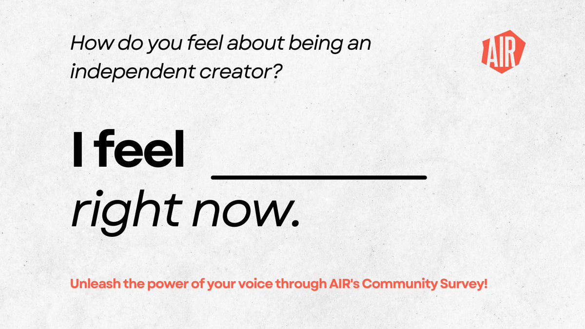 .@AIRmedia Community Survey is live, & they're all ears! Your responses will help AIR understand & expand ways to meet the needs of a vibrant audio community. All indie creators are welcome to share their thoughts: bit.ly/air23survey