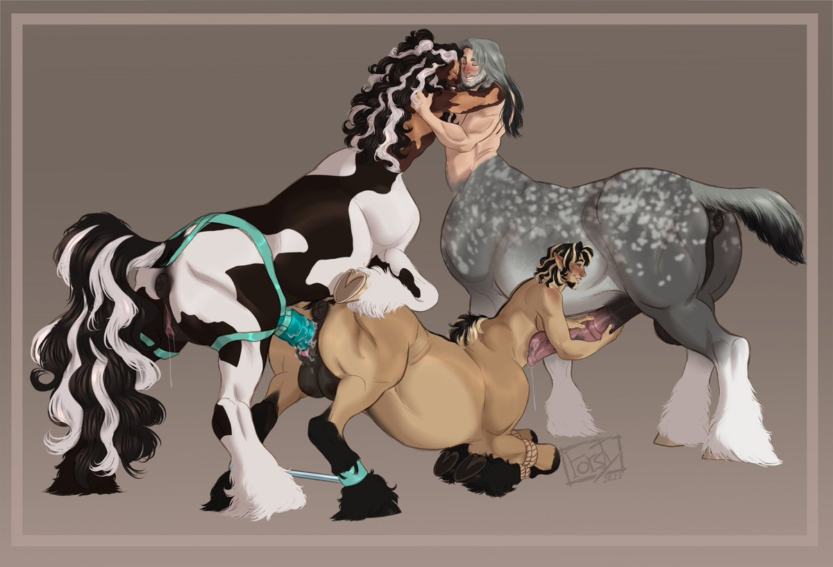 fjorsty's tweet photo. 🔞Centaur threesome featuring my Fjor (on the bottom) and Serith and Retlok (top) who belongs to @ThePaintedElf ❤️❤️ https://t.co/7YJPhG3EjG