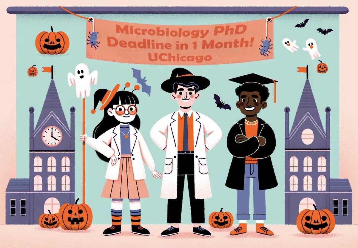 🎃🔬 Explore #Bioengineering, #EmergingDiseases, #HostPathogenInteractions, #MicrobialEcology, #Pathogenesis, #Microbiome, #MolecularBiology & #Virology at UChicago! 

One month to apply for our PhD. Dare to join? 🕸️🦇 #UChicagoMicro #PhDRecruitment