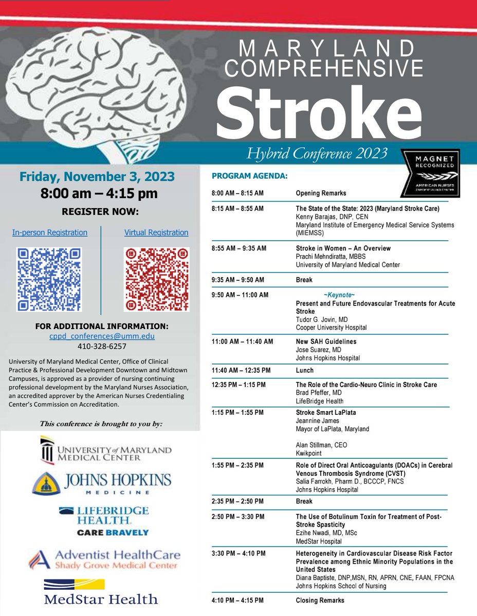 Chad Schrier (@schrierstrokern) on Twitter photo Last chance to register for the 2023 Maryland Comprehensive stroke Conference!!! Virtual registration still open. Use QR code below. Hope to see you there. <a href="/CaitPalmisanoNP/">Caitlin Palmisano, DNP, CRNP, SCRN</a> <a href="/PracMeh/">Prachi Mehndiratta MD, FAHA</a> Last chance to register for the 2023 Maryland Comprehensive stroke Conference!!! Virtual registration still open. Use QR code below. Hope to see you there. <a href="/CaitPalmisanoNP/">Caitlin Palmisano, DNP, CRNP, SCRN</a> <a href="/PracMeh/">Prachi Mehndiratta MD, FAHA</a>