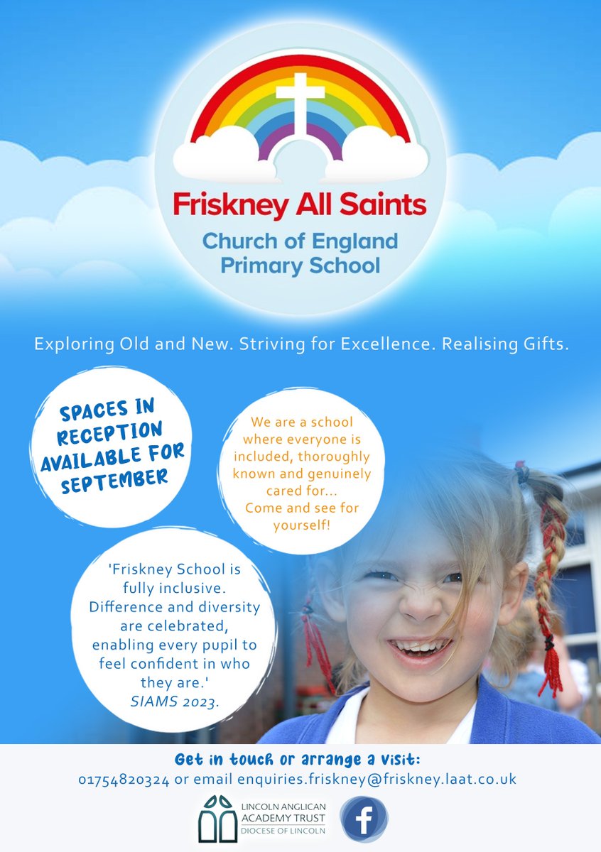 Are you looking for a smaller primary school that will allow your child to thrive? Email to arrange a visit: tina.wood@friskney.laat.co.uk or call our school office next week when we return from half term on 01754 820324. In the meantime, visit friskneyprimary.co.uk