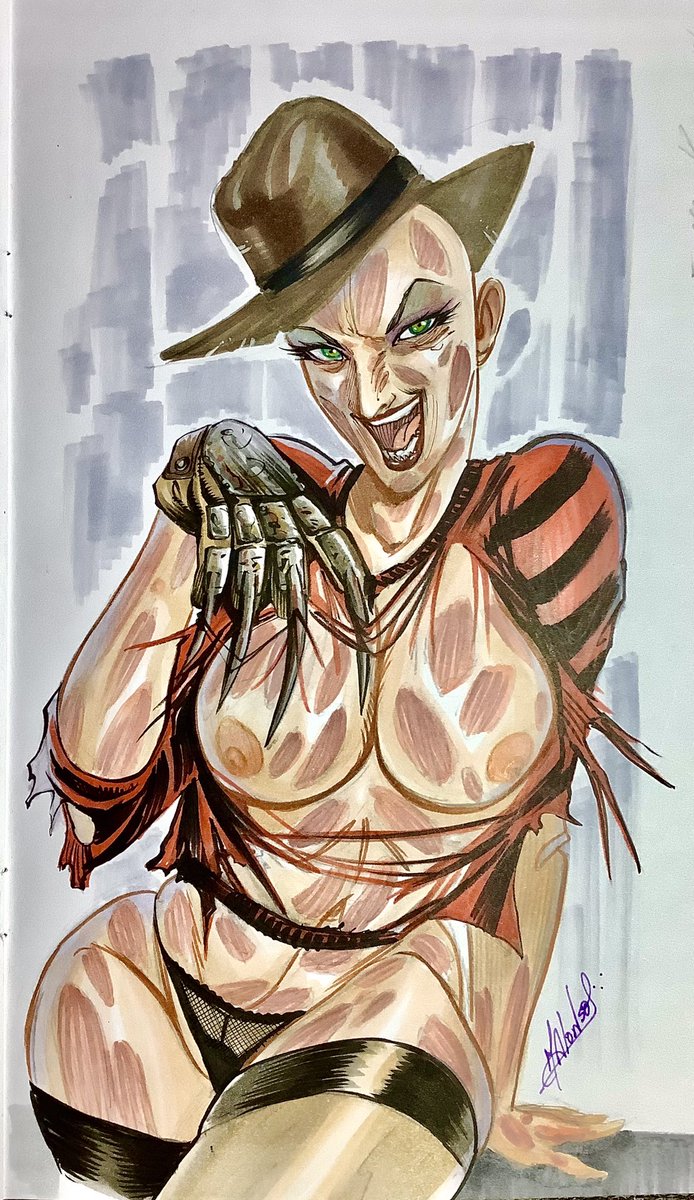 alonsoart37's tweet photo. Have a Happy Halloween!!! 🎃 👻 
And beware of nightmares… 🔪 

#Halloween #HappyHalloween #nightmareonelmstreet #FreddyKrueger #nsfw_acc  #lewd #nylonfetısh #oppai https://t.co/AR7RUgICuN