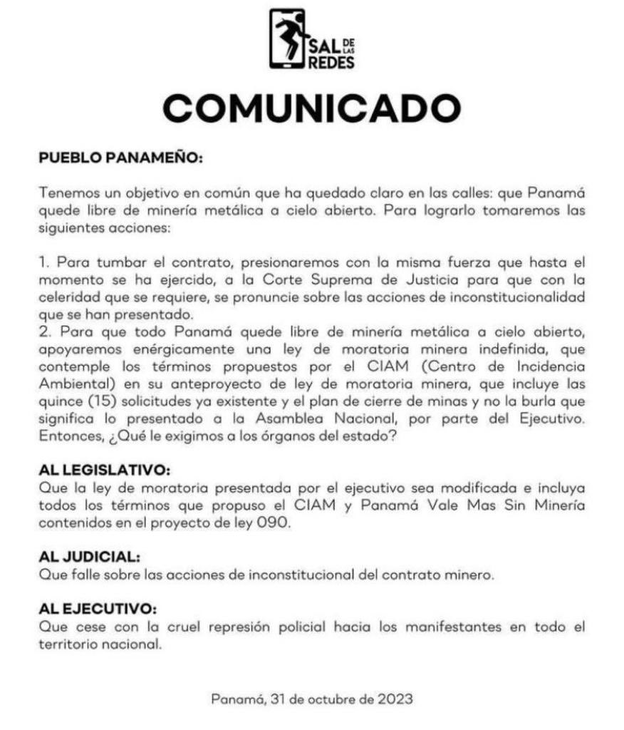 Muy buen comunicado de <a href="/sinmineria/">Panamá Vale Más Sin Minería</a>  <a href="/Saldelasredespa/">Sal De Las Redes</a> . La derogación y la “consulta popular”  benefician a la empresa minera.