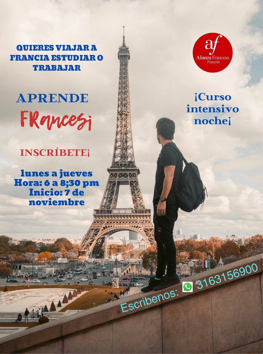 AFPopayan's tweet photo. ¿Sabías que el francés es uno de los idiomas más fáciles de aprender si eres hispanohablante? 😲
Tienes la mejor oportunidad para aprender🗼
Visita nuestra página web:
https://t.co/xJkC66AqKp
https://t.co/ncqXcJVmvY
📲 Comunícate con nosotros al 316 315 69 00 https://t.co/3u5rDG7dto