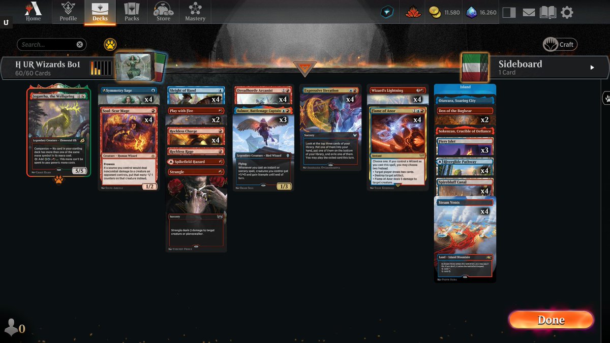 #240 - October Season Rank.
73% Win Rate Last 11 Days - 89% Win Rate Last 3 Days.
Historic UR Wizards Bo1, Fast deck for fast climb.
mtgazone.com/user-decks/e89…
<a href="/mtgazone/">MTG Arena Zone</a> <a href="/ArenaDecklists/">Arena Decklists</a> <a href="/fireshoes/">Robert Taylor🔥</a> #mtgarena