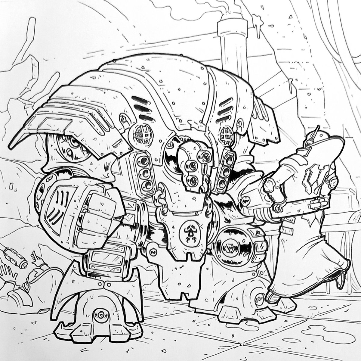 CountersunkCSK's tweet photo. Nectober Day 31 - Punishment
Thank you to anyone who has been following my scribblings for the past month, I love getting the sketchpad out again!
#Necromunda #Nectober #necromundaworldbuilding #inktober2023 #inktober #underhive #punishment #palaniteenforcers #delaque https://t.co/YQo3fWz6hF