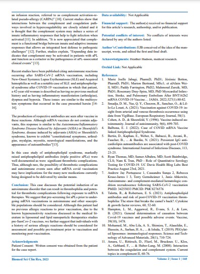 Antiphospholipid Syndrome (APS) is a repeat, life-threatening, life-long autoimmune blood clotting disorder that can manifest after vaccines. (See the studies below)

Cody was diagnosed with APS after his COVID-19 shots and currently has DVTs (blood clotting) in both arms and