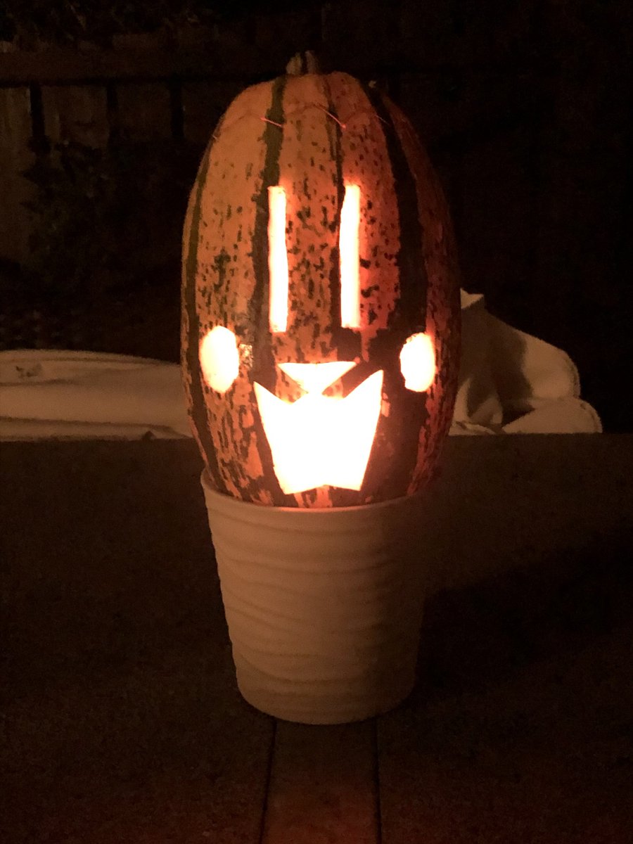 Happy Halloween everyone!

i was so bummed out because I couldn't find any normal pumpkins in any of the stores iw ent to so I just got some random small ones but only managed to make one today I might do another tomorrow