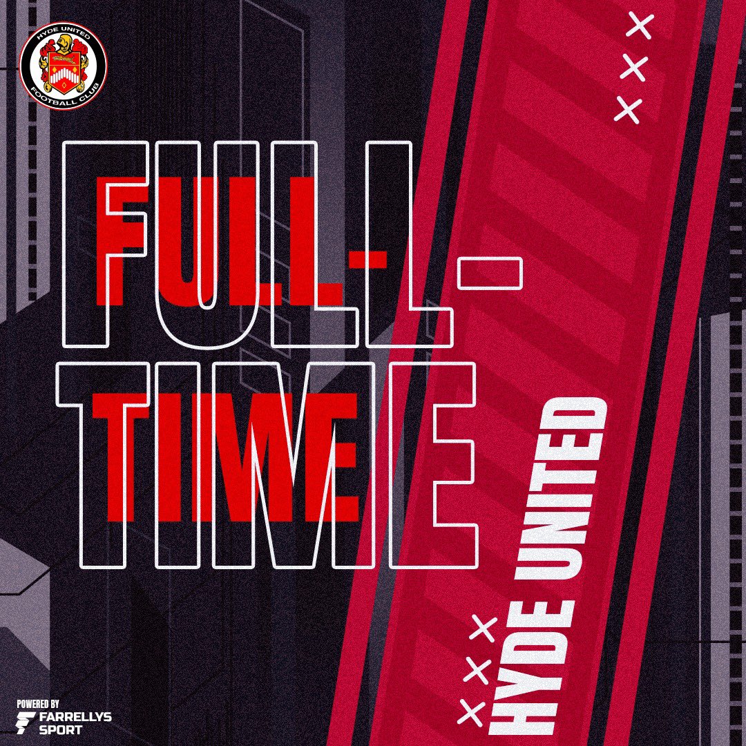 FULL TIME - Hyde United 2-0 Cheadle Heath Nomads. Reece Mellor with a brace securing our place in the next round of the Cheshire Senior Cup. Many thanks for your support and all the best to the visitors for the rest of the season.

#TigersHyde #OneClub