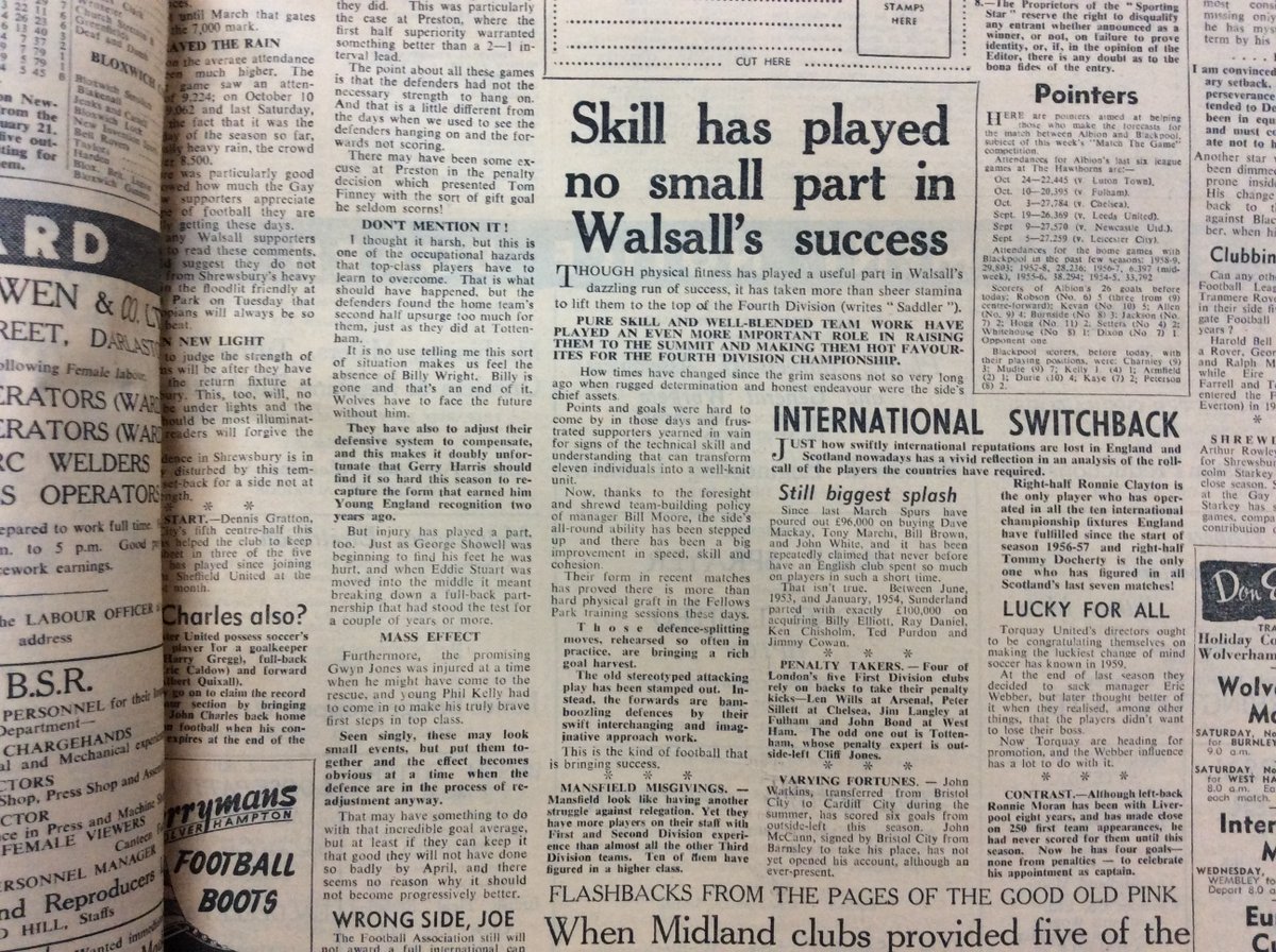 OTD 1959: Sporting Star salutes WFC 'pure skill &amp; well-blended team work' recalling when 'points and goals were hard to come by &amp; frustrated supporters yearned in vain for signs of the technical skill &amp; understanding that can transform 11 individuals into a well-knit unit.' 
Hmm.