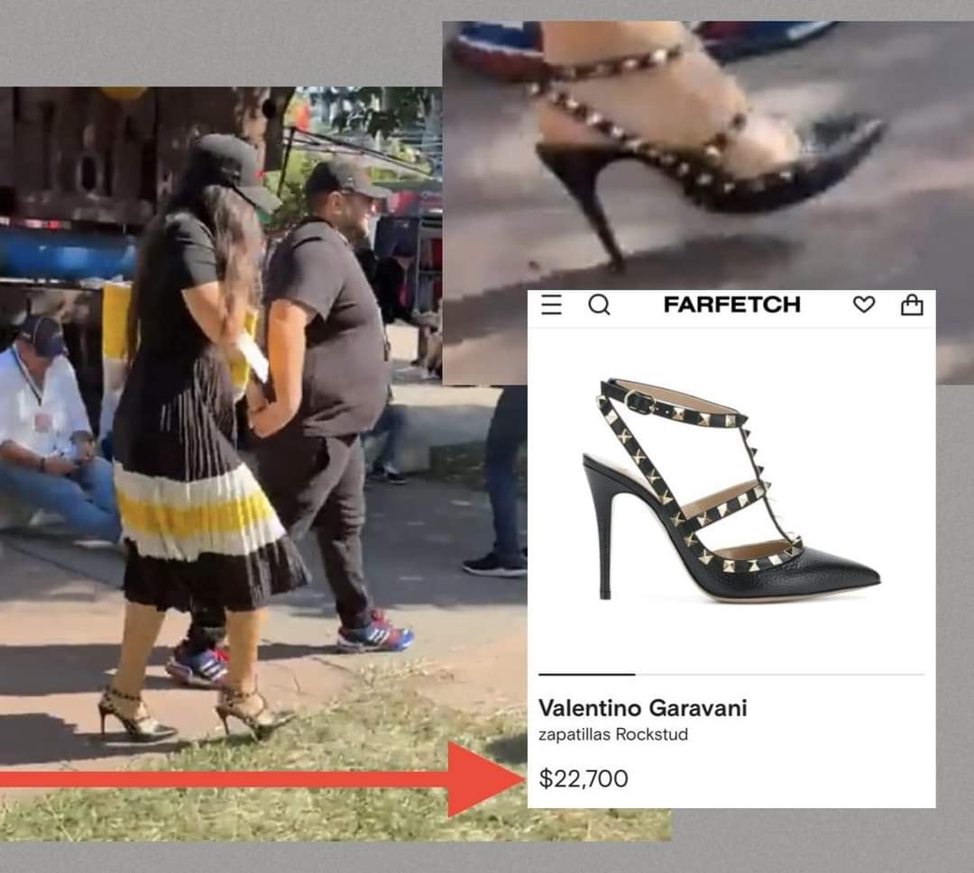Con 22 mil 700 pesos que cuestan estos zapatos de Carolyn, al año yo compro los medicamentos que el IMSS no me proporciona y que por ley debería hacerlo. Pero el asunto no es si el bodoque o su esposa usan grandes prendas, el asunto es la hipocresía y la doble moral de los