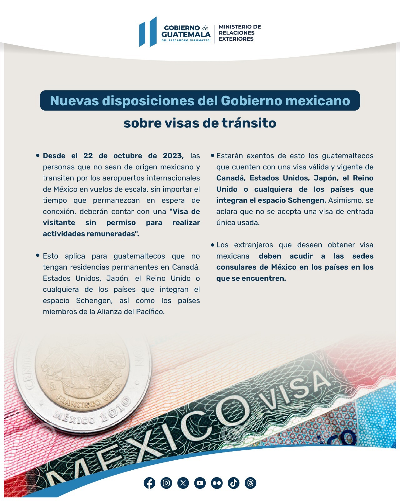 México sobre visas de visitantes