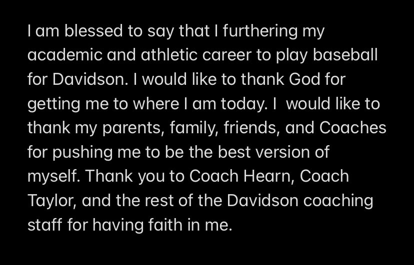 Landon Ludwig (@landon_ludwig) on Twitter photo I am blessed to say that I will be furthering my academic and athletic career to play baseball for Davidson.
<a href="/DavidsonBASE/">Davidson Baseball</a>
<a href="/CBU_FL/">🇺🇸CBU🇺🇸</a>
<a href="/BCbaseball1902/">Benedictine Baseball</a> I am blessed to say that I will be furthering my academic and athletic career to play baseball for Davidson.
<a href="/DavidsonBASE/">Davidson Baseball</a>
<a href="/CBU_FL/">🇺🇸CBU🇺🇸</a>
<a href="/BCbaseball1902/">Benedictine Baseball</a>