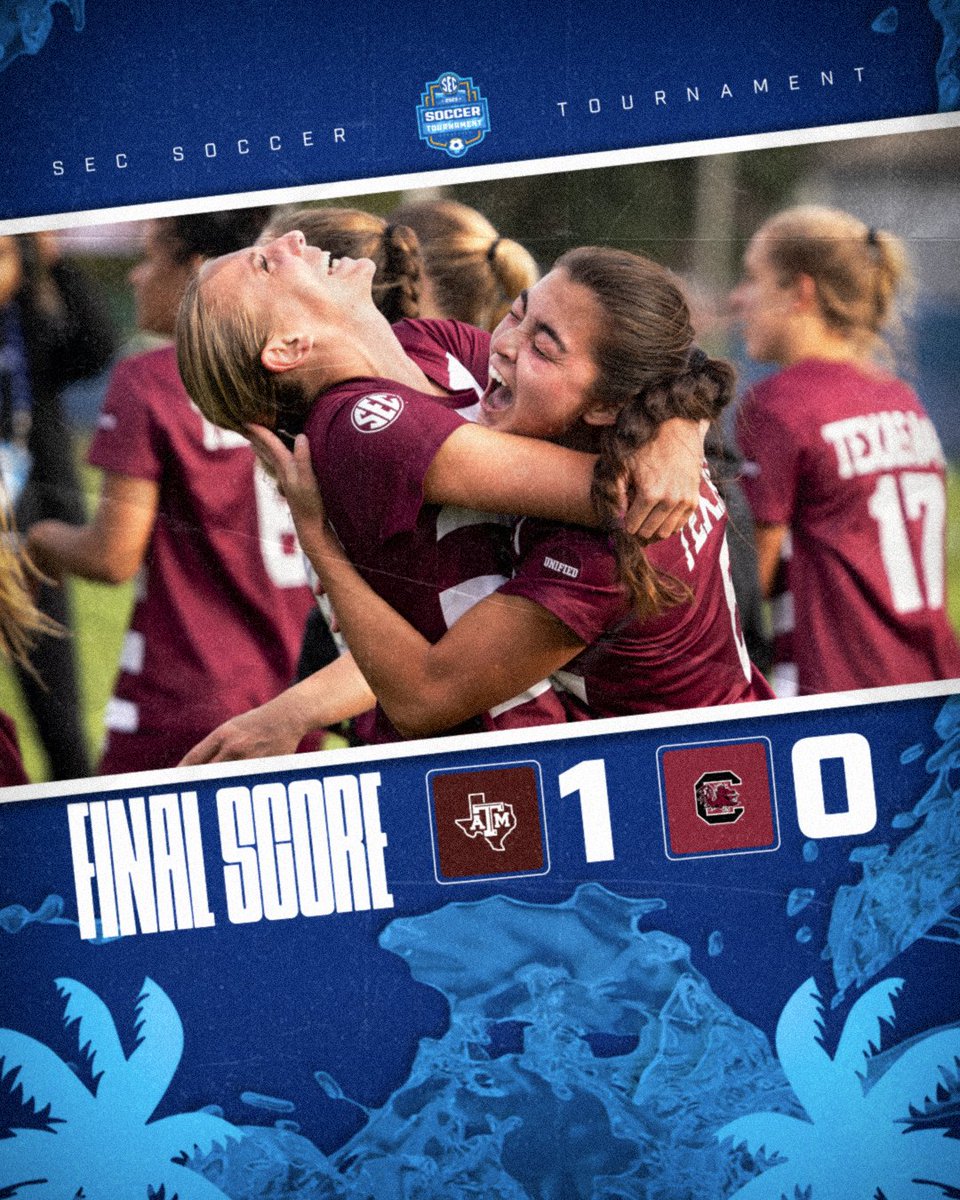 DOWN GO THE REIGNING CHAMPS! 🤠

(6) <a href="/AggieSoccer/">Texas A&M Soccer</a> notches the first upset of the tournament, knocking off (3) South Carolina to book a trip to the Semis!

#SECSOC x #SECTourney