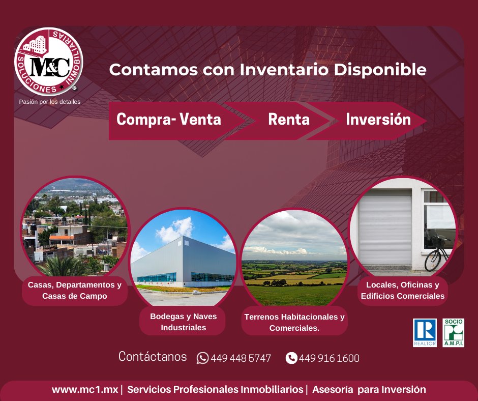 MC_SolucionesIn's tweet photo. 🔎¿Buscas alguna propiedad en venta, renta o para inversión? Contáctanos tenemos variedad de inmuebles disponibles en Aguascalientes.
 📲449 448 5747 
https://t.co/EUcml9SqX9
#inmueblesenrenta #asesoríainmobiliaria #inmueblescomerciales #inmueblesenventa #aguascalientesmexico https://t.co/gS08u27ZAL