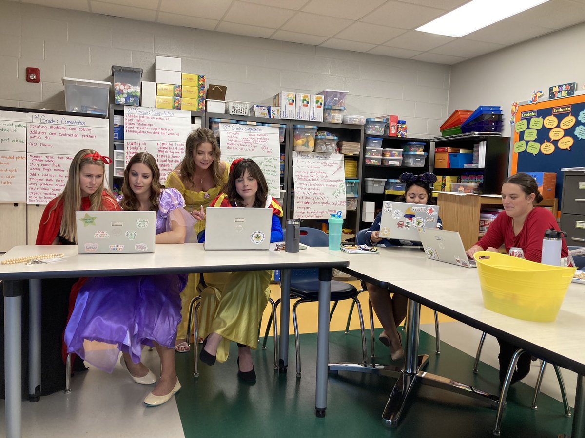 Book O Ween fun ⁦<a href="/ReamsRams/">ReamsElem</a>⁩ but still PLC math with the 2nd grade team! Great job all! #oneCCPS ⁦<a href="/MTPilkington/">Morgan Pilkington (she/her)</a>⁩