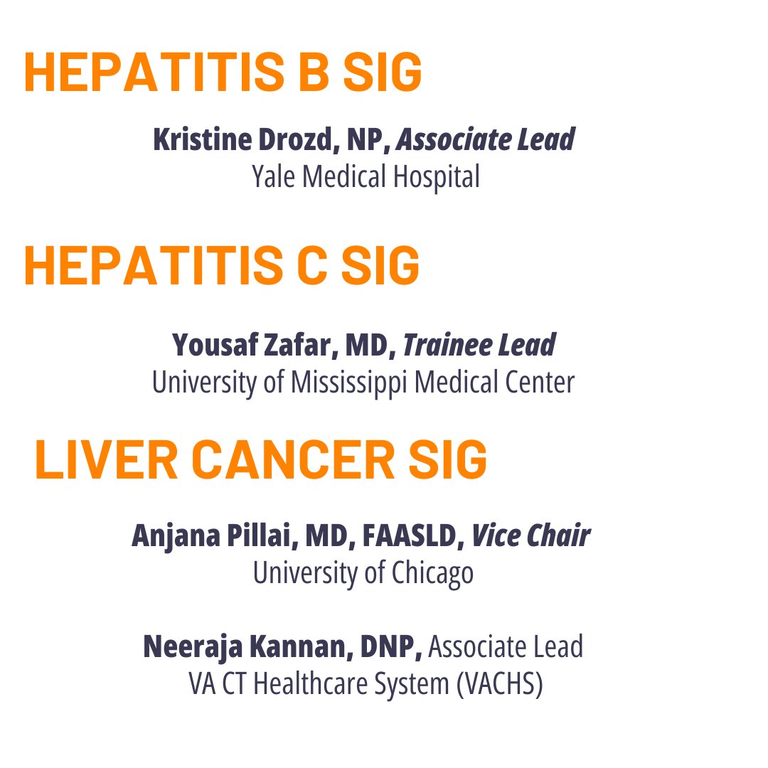 AASLDtweets's tweet photo. Congratulations to AASLD’s newly elected SIG Steering Committee Members! To view additional information, please visit https://t.co/c4nRmTZzNV. https://t.co/LI572jLzWZ