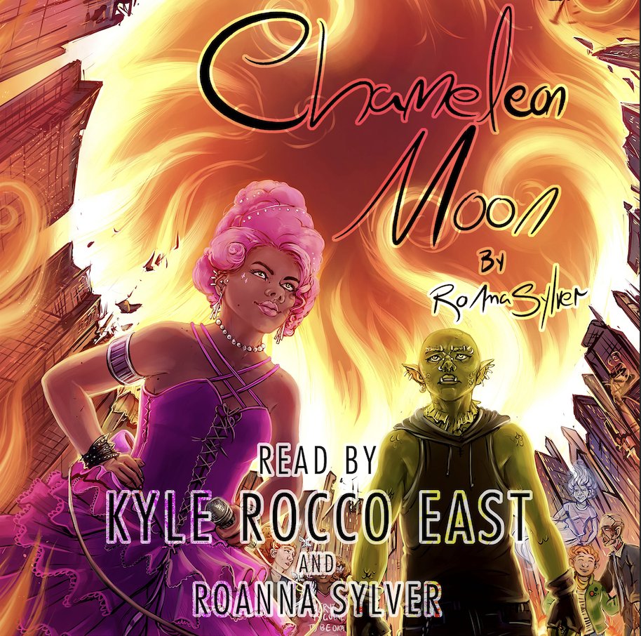 Happy Halloween... and (Audio)Book Birthday to Chameleon Moon! Narrated by the incredible Kyle Rocco East (and me!) with two original songs, I give you our entire-cast-of-queer-superheroes-surviving-fiery-dystopia-through-rebellious-hope-love-and-rock'nroll! (Thread!)
