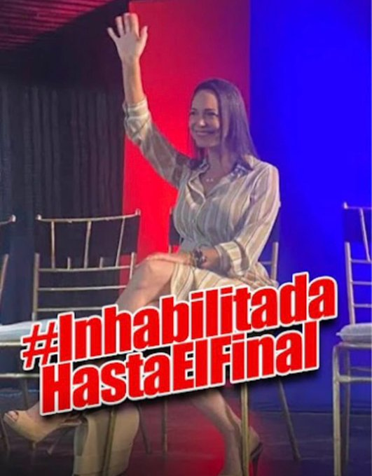 PORQUE ESTA INHABILITADA MARIA CORINA MACHADO?

#VenezuelaToda

🔹María Corina Machado ya estaba inhabilitada antes la realización de las primarias opositoras, organizadas por la Comisión Nacional de Primaria (#CNP).

🔹Igualmente, ante el #TSJ acumula tres  sentencias que