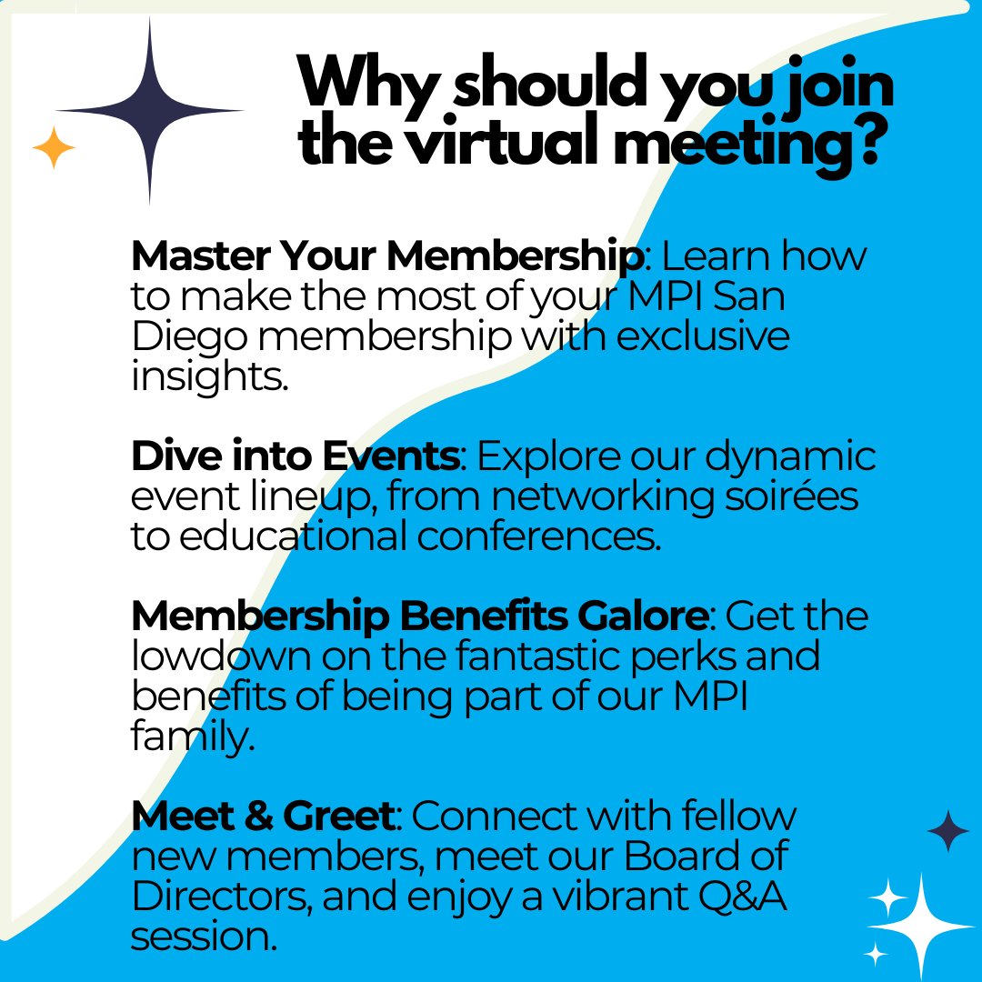 🌟 Join us for our New Member Meeting on November 7th at 9 AM! 🌟

Whether you're a fresh face or looking to dive deeper into your MPI San Diego membership, this event is for you!

Register at tinyurl.com/mpisdnewmember…