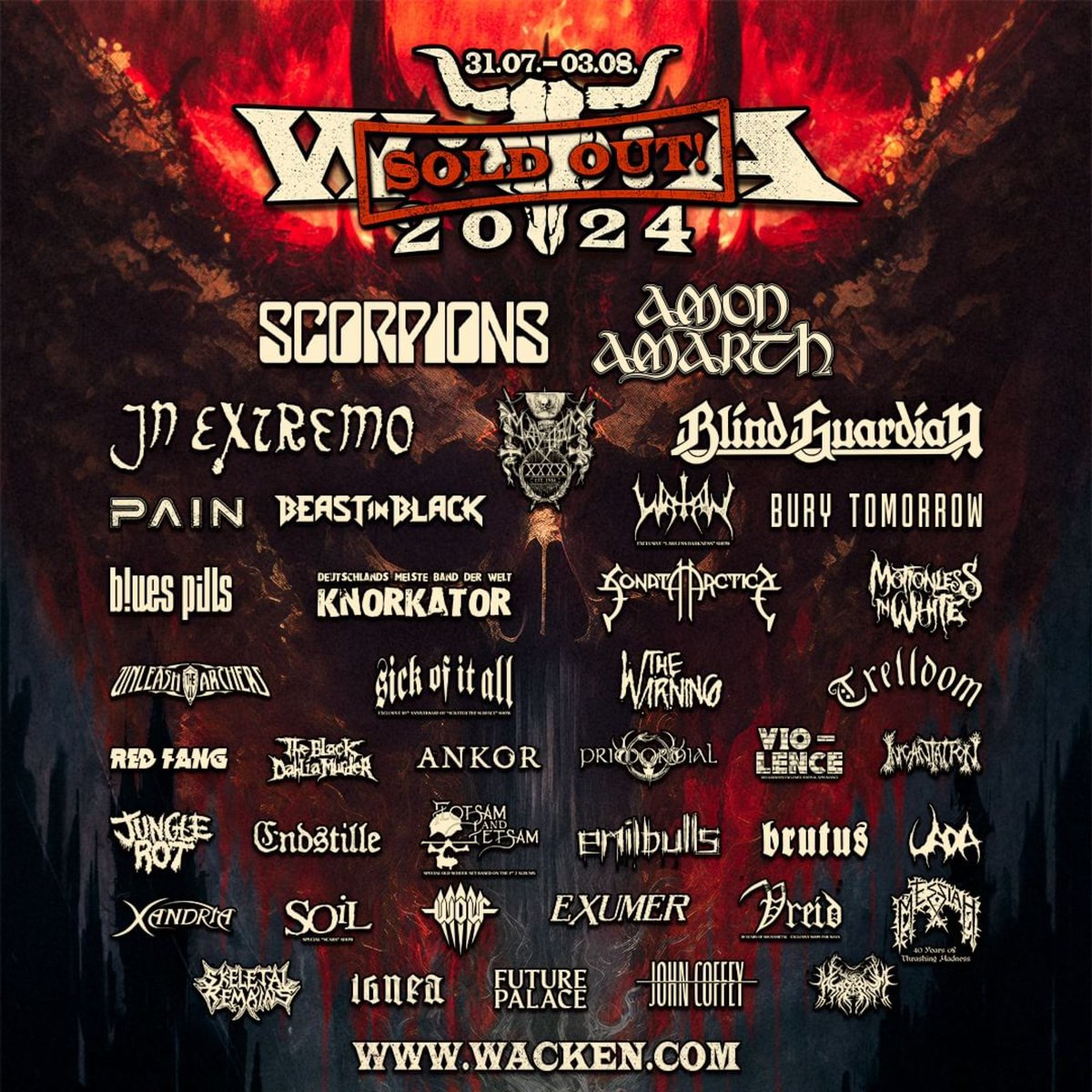 Stoked to announce that we will be playing @Wacken next summer. This will be a part of our European UNHOLY DEIFICATION tour. Tickets are already sold out, thanks for the support!