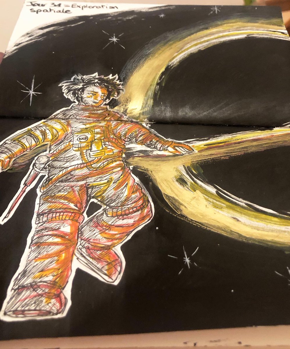 Lijipen's tweet photo. Inktober 2023 (version MCH )
Jour 31 = Exploration spatiale 🧑‍🚀

Pour le dernier jour j’ai voulue faire une double page sympa haha :)
Merci à @human_academy_europe !

#drawing #dessin #art #artist #manga #inktober #trounoir #explorationspatiale #challenge #concours #illustration https://t.co/8aVPasdVeT