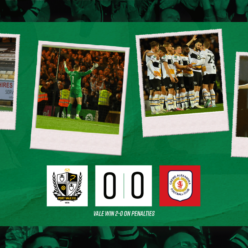 OfficialPVFC's tweet photo. 🏆 Port Vale Football Club - @Carabao_Cup Quarter Finalists. 

Our 2023/24 squad have written their names in club history. 

#PVFC | #UTV