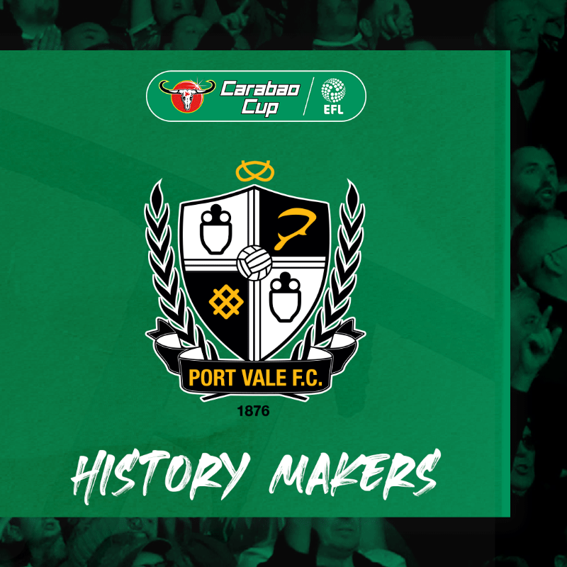 OfficialPVFC's tweet photo. 🏆 Port Vale Football Club - @Carabao_Cup Quarter Finalists. 

Our 2023/24 squad have written their names in club history. 

#PVFC | #UTV