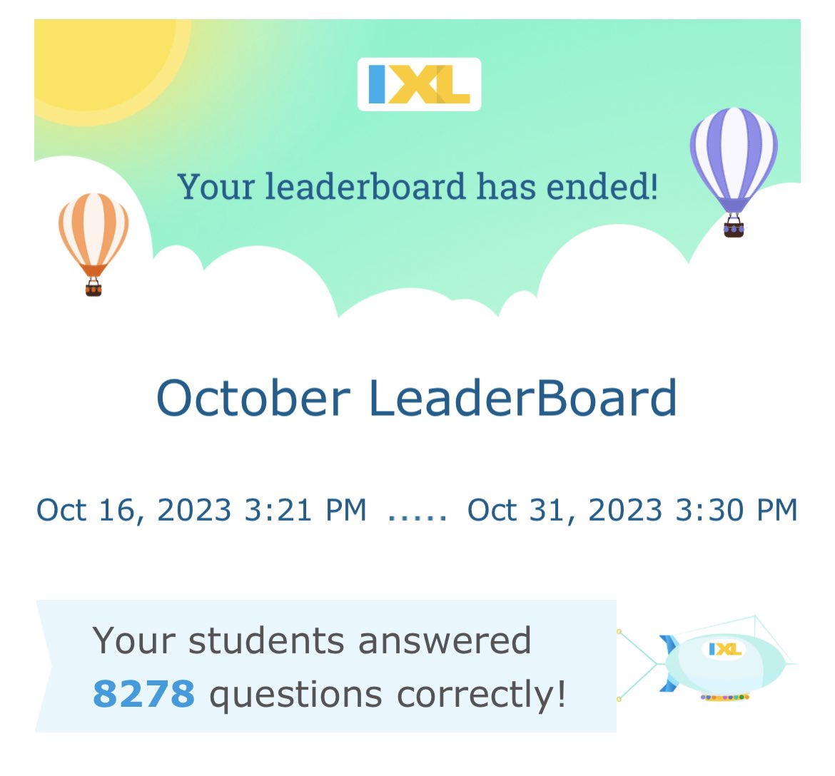 Start a competition with IXL Leaderboards 