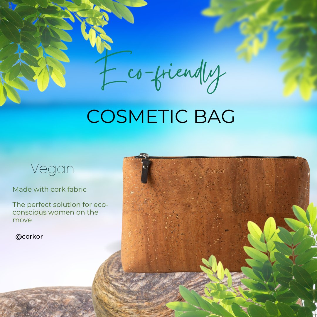 Corkor's tweet photo. Introducing our eco-friendly and vegan cosmetic bag – your perfect companion for cruelty-free beauty! 🌿❤️ Stay chic while making compassionate choices. #EcoBeauty #VeganCosmetics #SustainableStyle #CORKORBeautyBag https://t.co/Ywt3ZJ3CGe