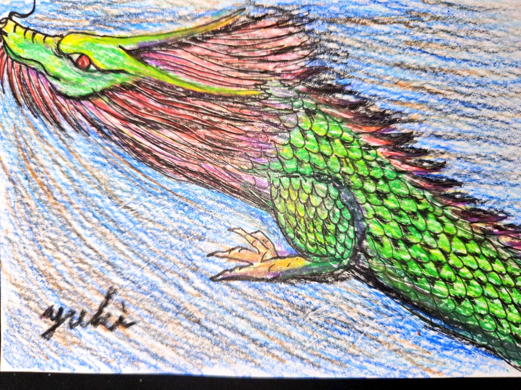 龍の絵とメッセージ☆生命はゆっくり 龍神さまからのメッセージ🐉✨ 今、これを見た時がタイミング
