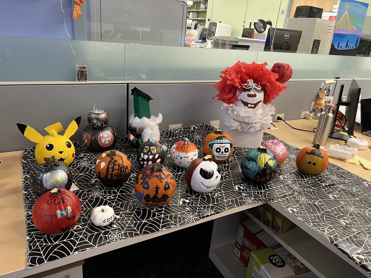 The lab decorated their pumpkins again this year! Some spooky, some cute, so many talented painters. Do I spy a repeat GDF11 👻?! Even spookier!