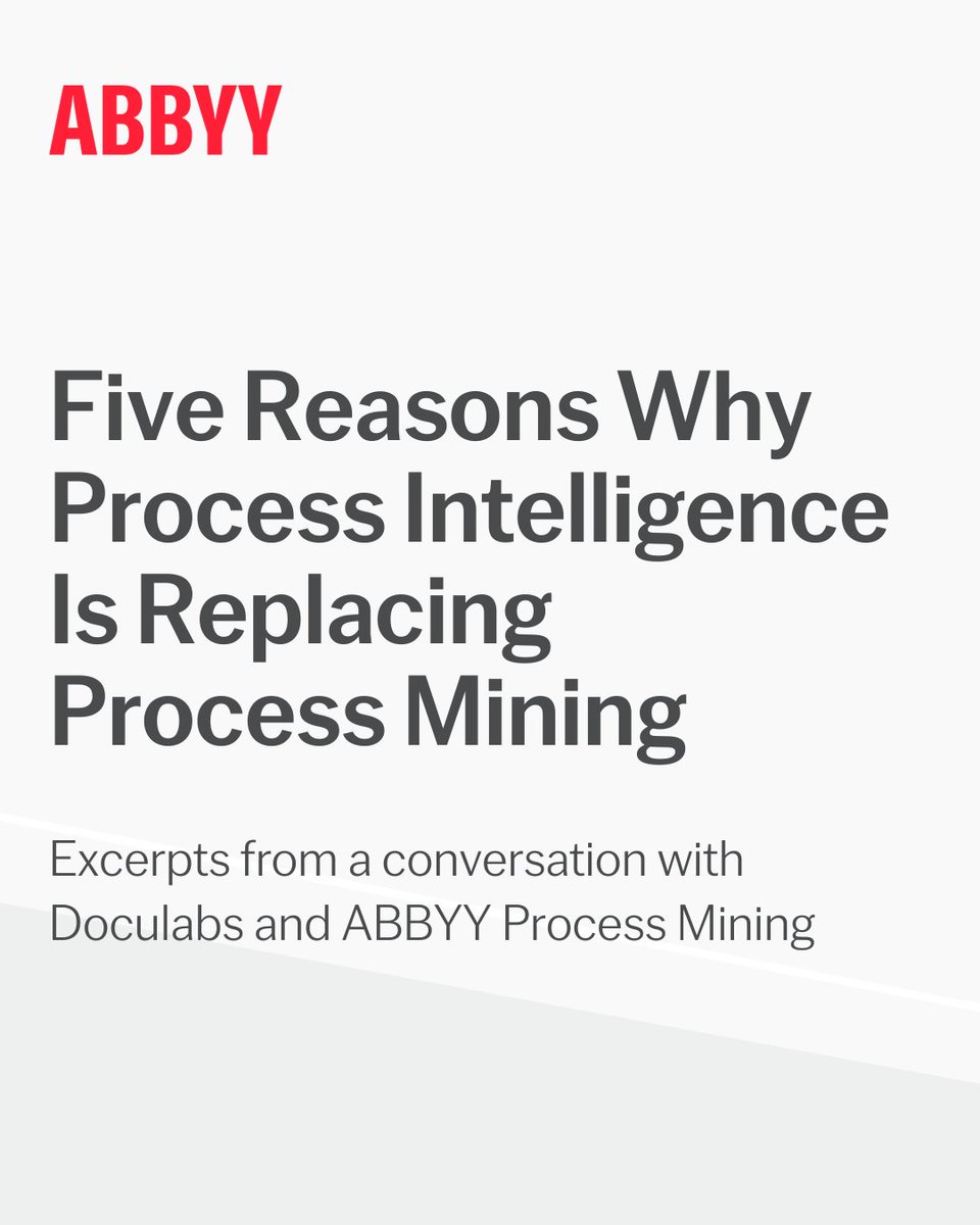 ABBYY_Software's tweet image. Process mining can’t meet ad-hoc expectations - it needs the modern AI capabilities of process intelligence.

Marty Pavlik of @Doculabs joined CTO Scott Opitz for a conversation revealing why #ProcessIntelligence is replacing #ProcessMining.

Read more: abbyy.com/intelligent-en…