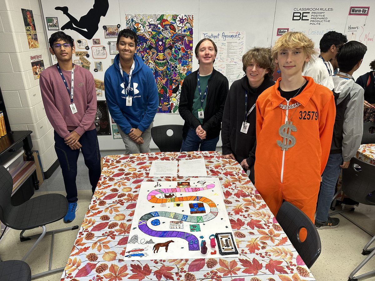 AngGGreenlaw's tweet photo. Bless the Beasts and Children end of novel game projects did not disappoint today! These students rock! @FMHS9 @LewisvilleISD https://t.co/k6VTpQM64d