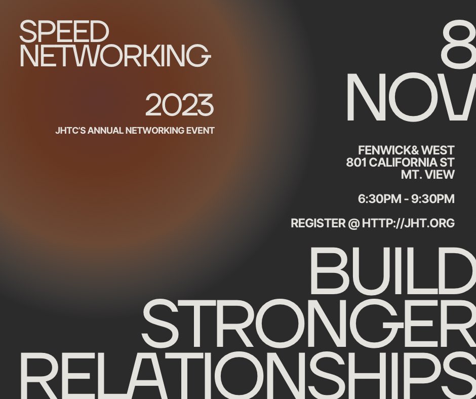 Speed networking in Mt. View 
Register @ JHTC.org